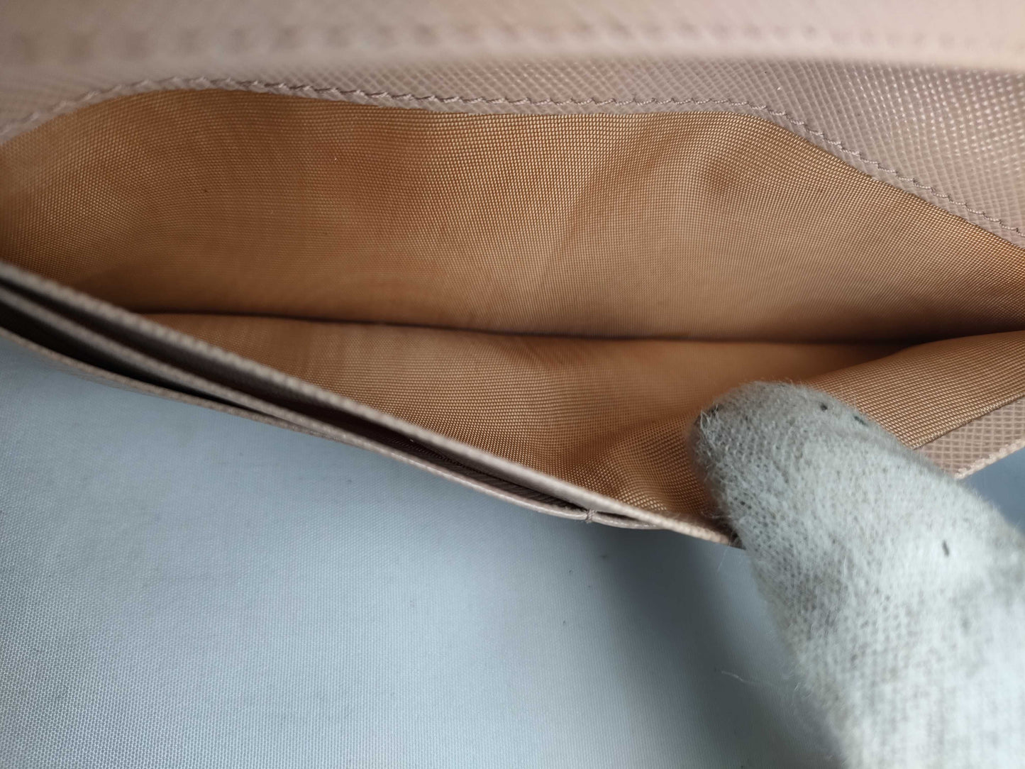PRADA Saffiano Metal Bifold Long Wallet 1M1132 Pink Beige Wallet