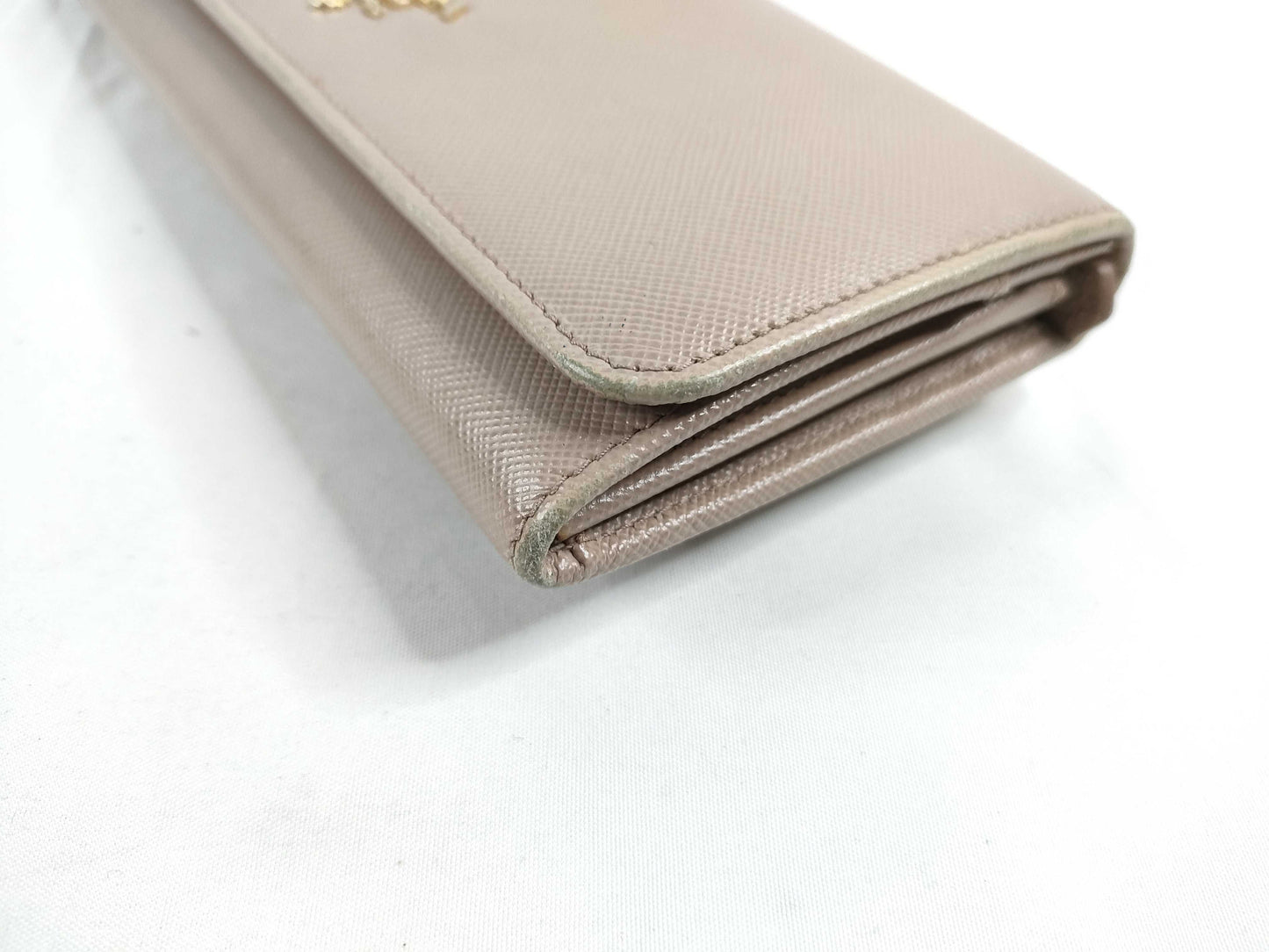 PRADA Saffiano Metal Bifold Long Wallet 1M1132 Pink Beige Wallet