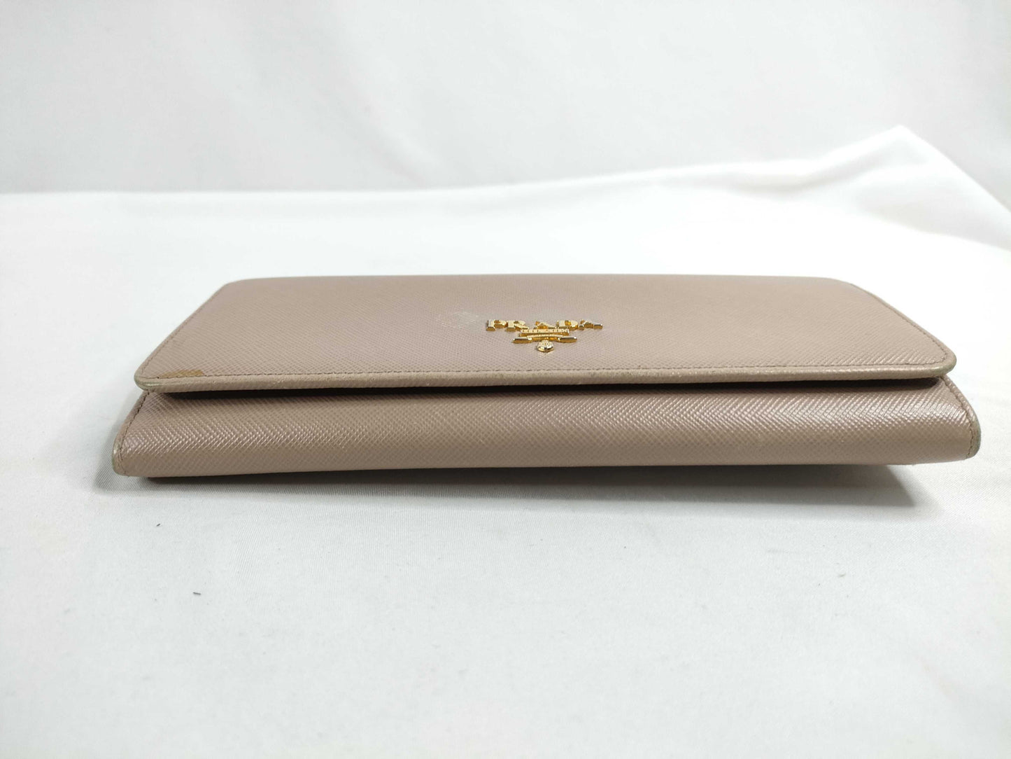 PRADA Saffiano Metal Bifold Long Wallet 1M1132 Pink Beige Wallet