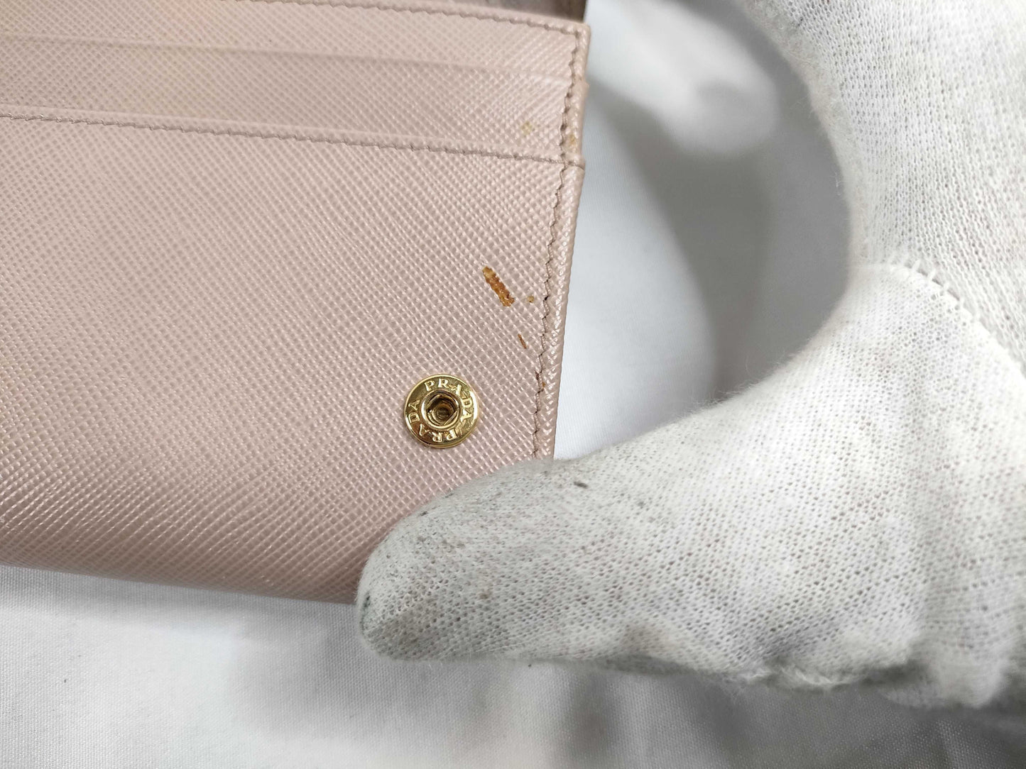 PRADA Saffiano Metal Bifold Long Wallet 1M1132 Pink Beige Wallet
