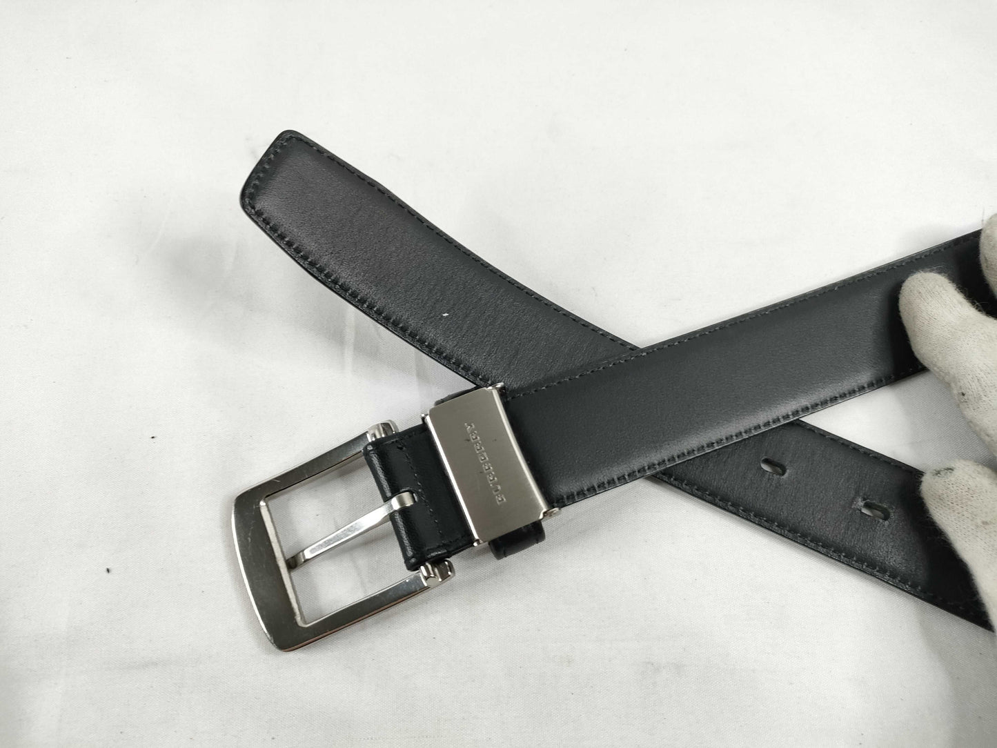 BURBERRY Leather Belt Black Belt