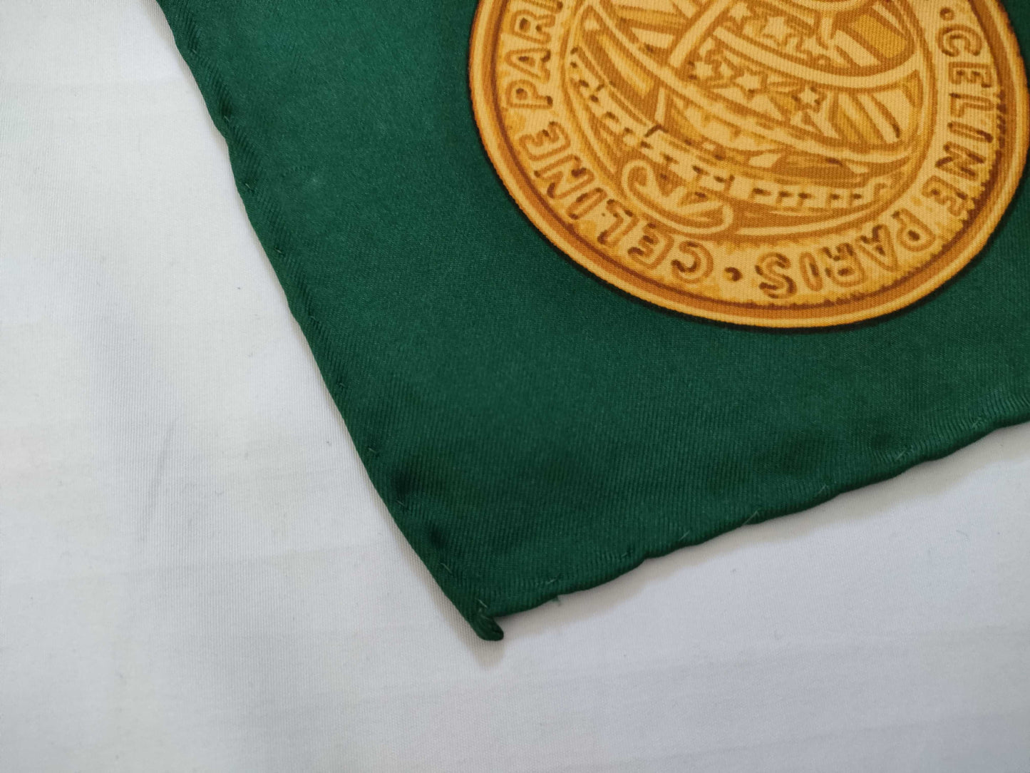 CELINE Silk Scarf Green x Yellow Other Accessories