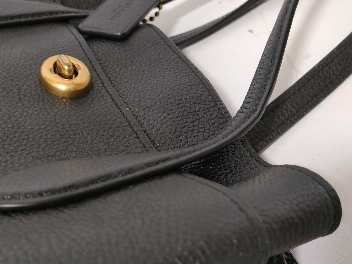 COACH Leather 2-Way Handbag 91740 Black Handbag