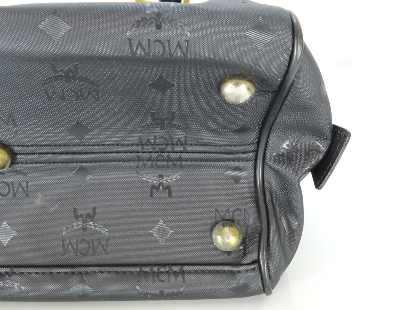 MCM Visetos Pattern Nylon 2-Way Handbag, Black