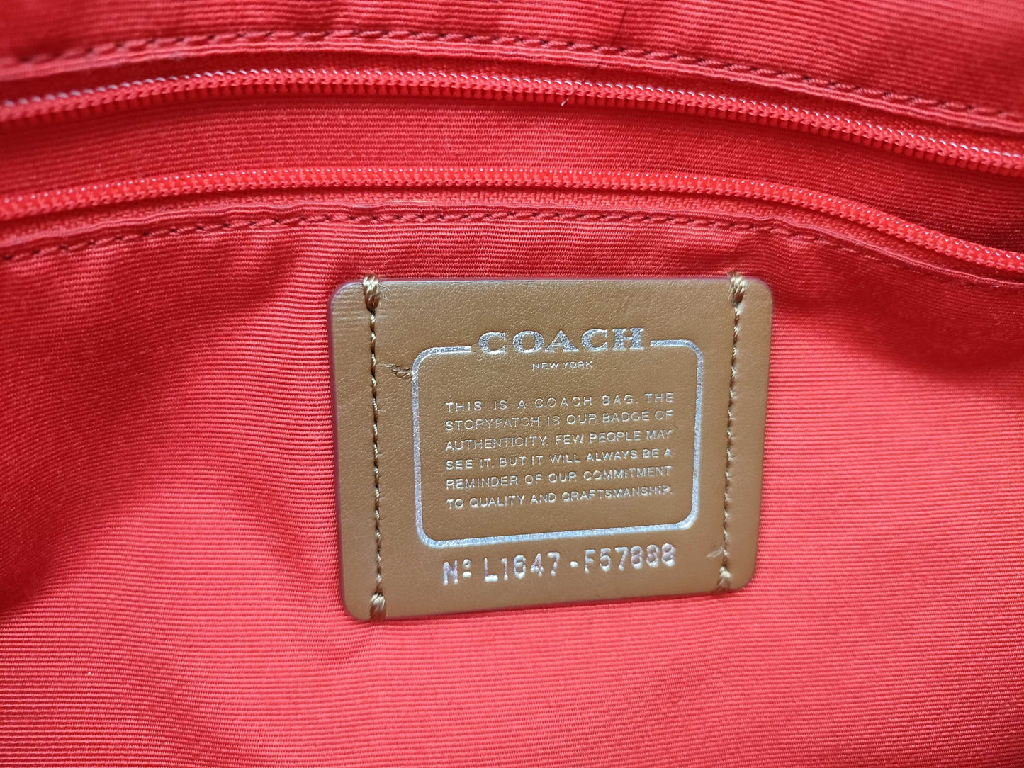 COACH Signature PVC Tote Bag F57888 Dark Brown x Red