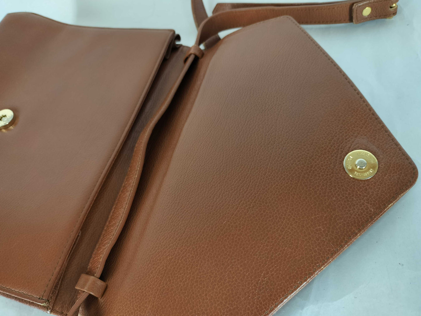 Yves Saint Laurent YSL Logo Leather Shoulder Bag Light Brown