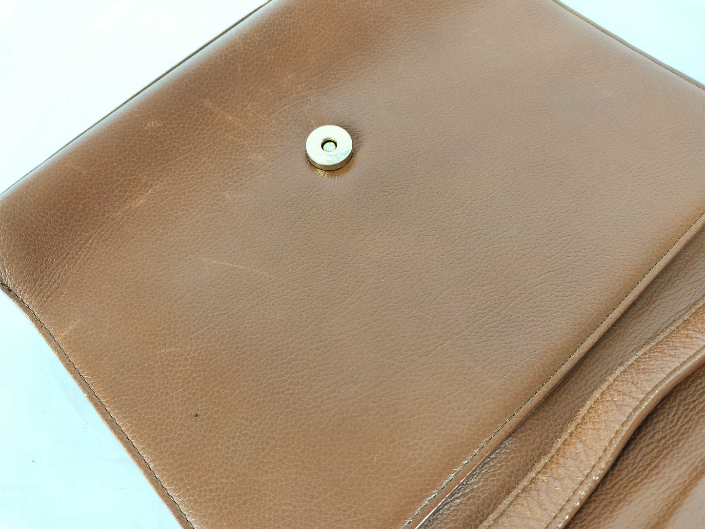 Yves Saint Laurent YSL Logo Leather Shoulder Bag Light Brown