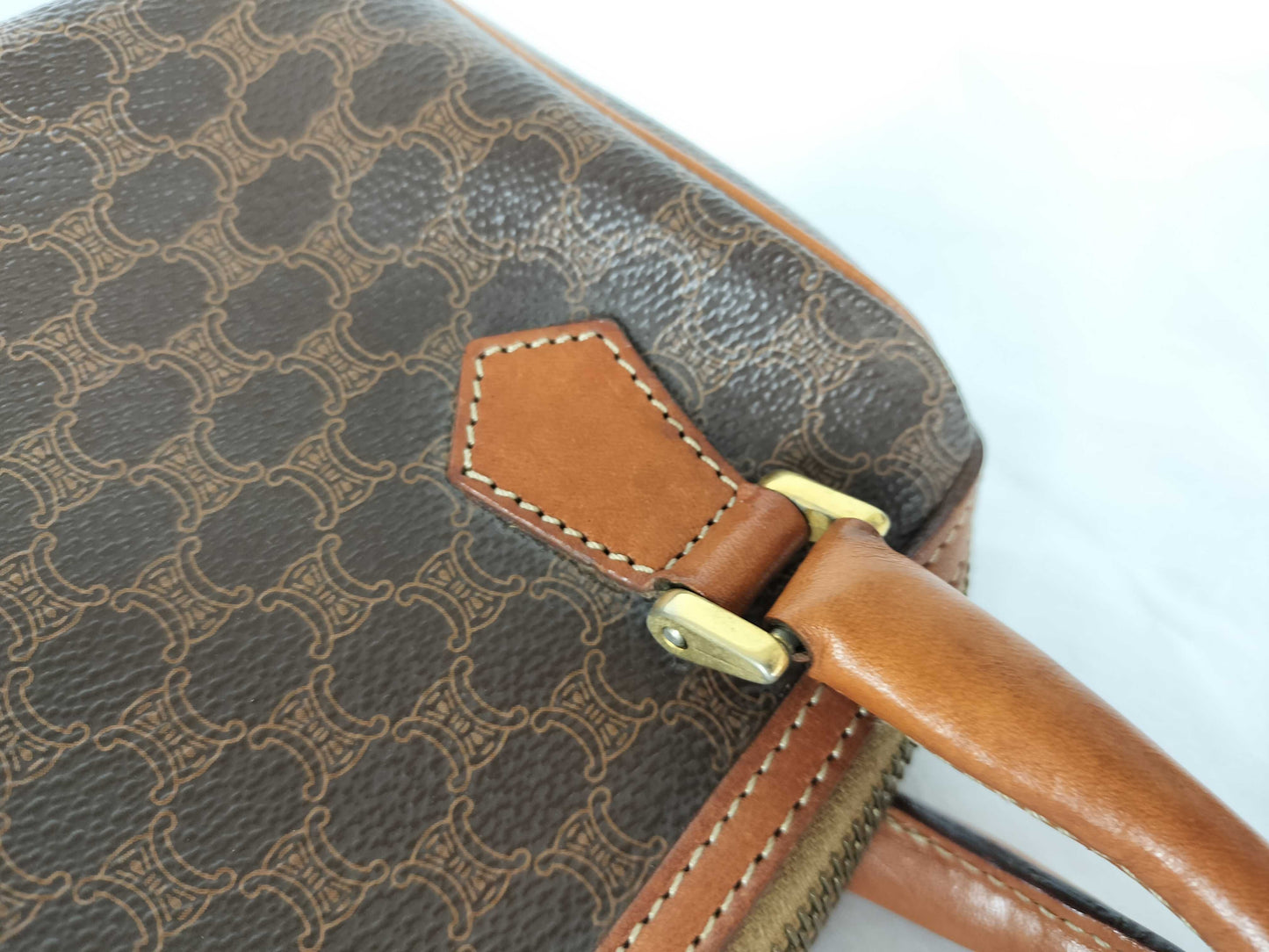 CELINE Macadam PVC and Leather Handbag JMB12 Brown