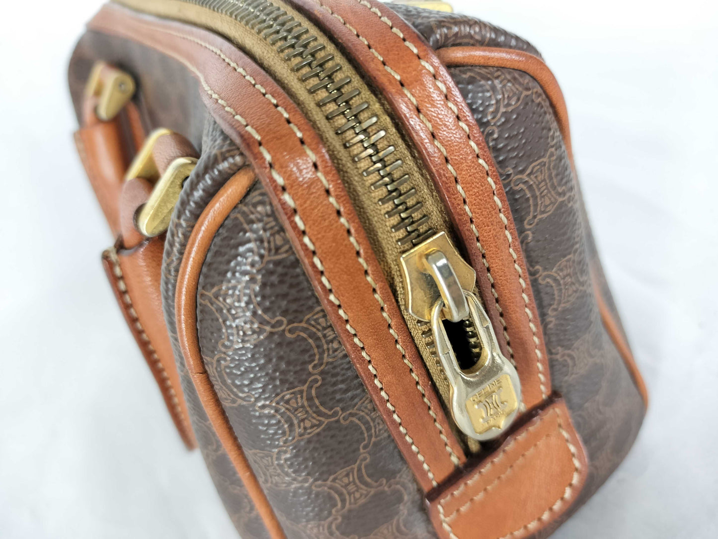 CELINE Macadam PVC and Leather Handbag JMB12 Brown