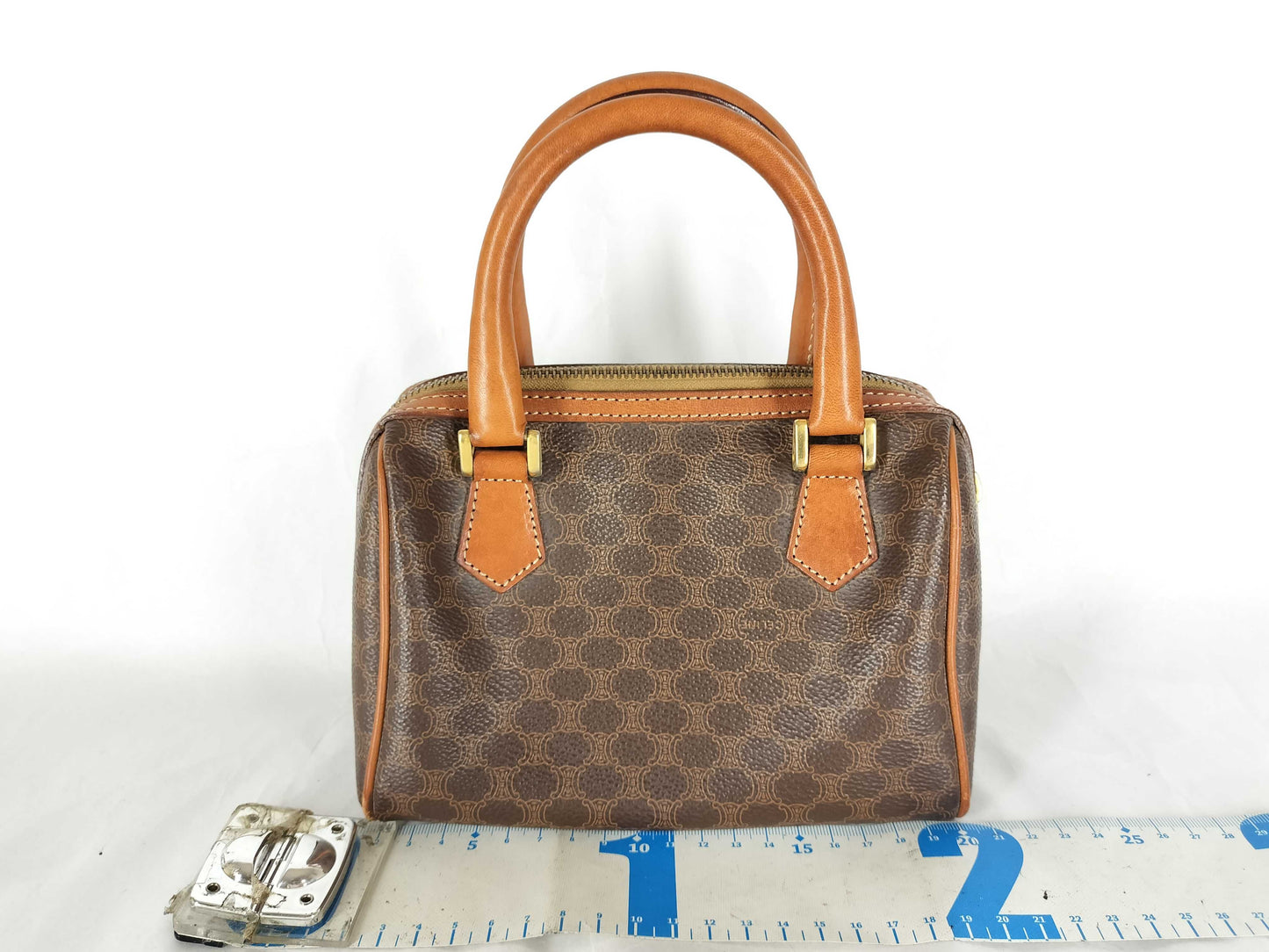 CELINE Macadam PVC and Leather Handbag JMB12 Brown