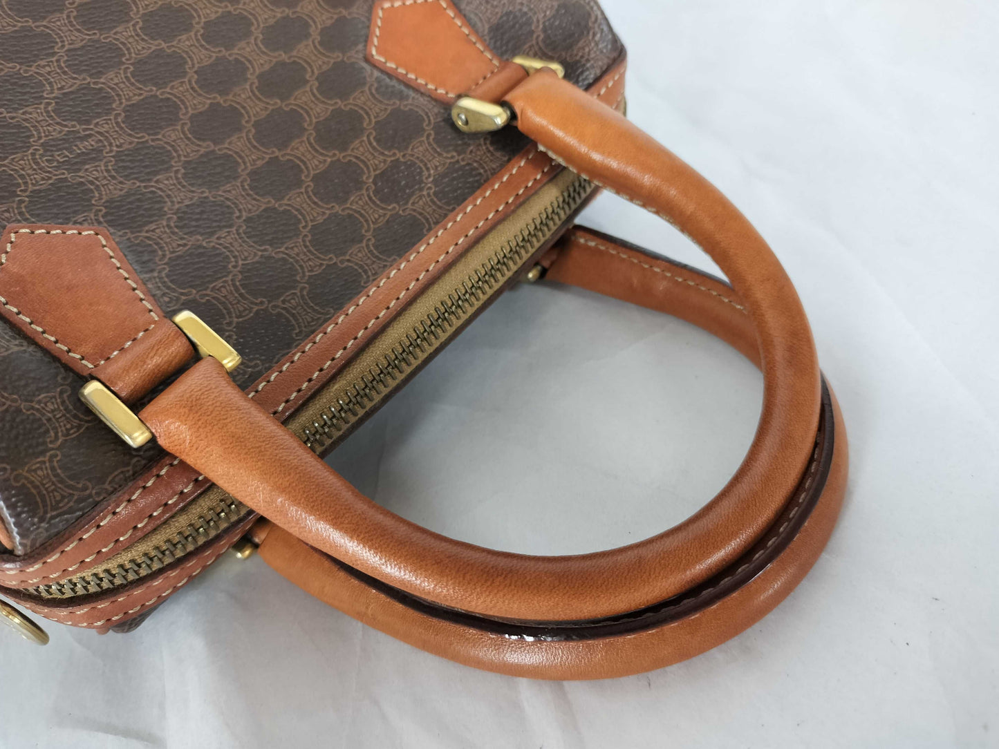 CELINE Macadam PVC and Leather Handbag JMB12 Brown
