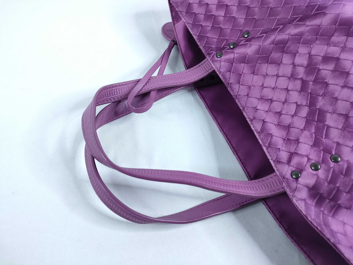 BOTTEGA VENETA Intrecciato Illusion Nylon Tote Bag, Purple