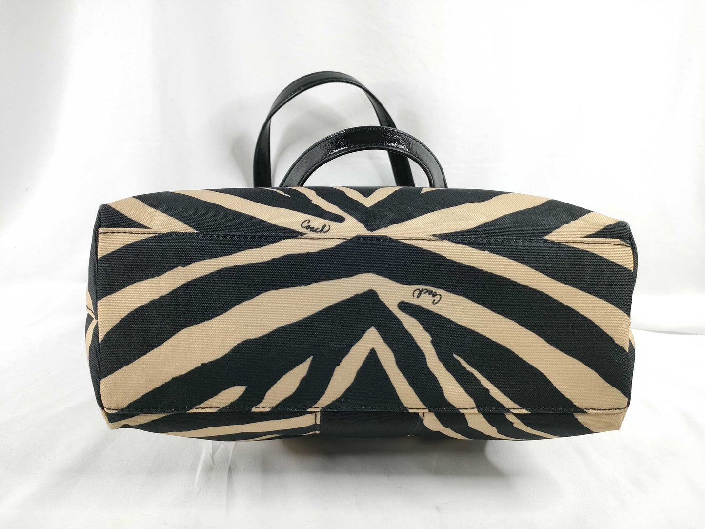 COACH Nylon Canvas Tote Bag F23283 Black x Beige