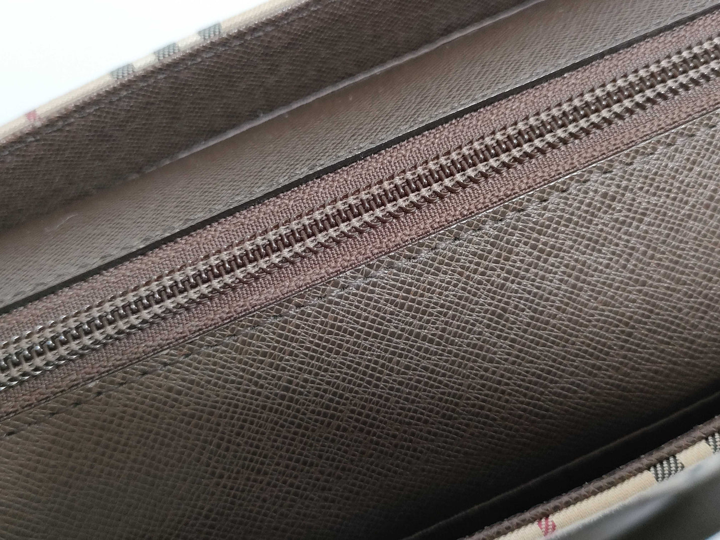 BURBERRY Checked Canvas and Leather Handbag, Ivory and Brown