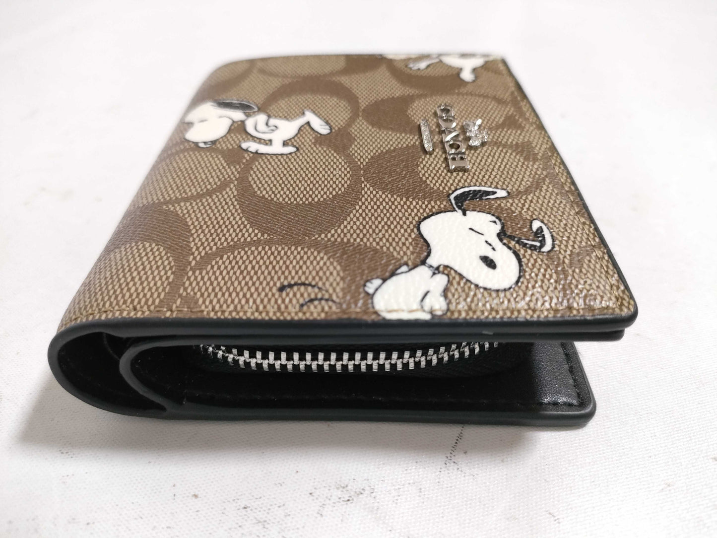 COACH Signature Snoopy Collaboration PVC Bi-fold Wallet C4591 Brown Wallet