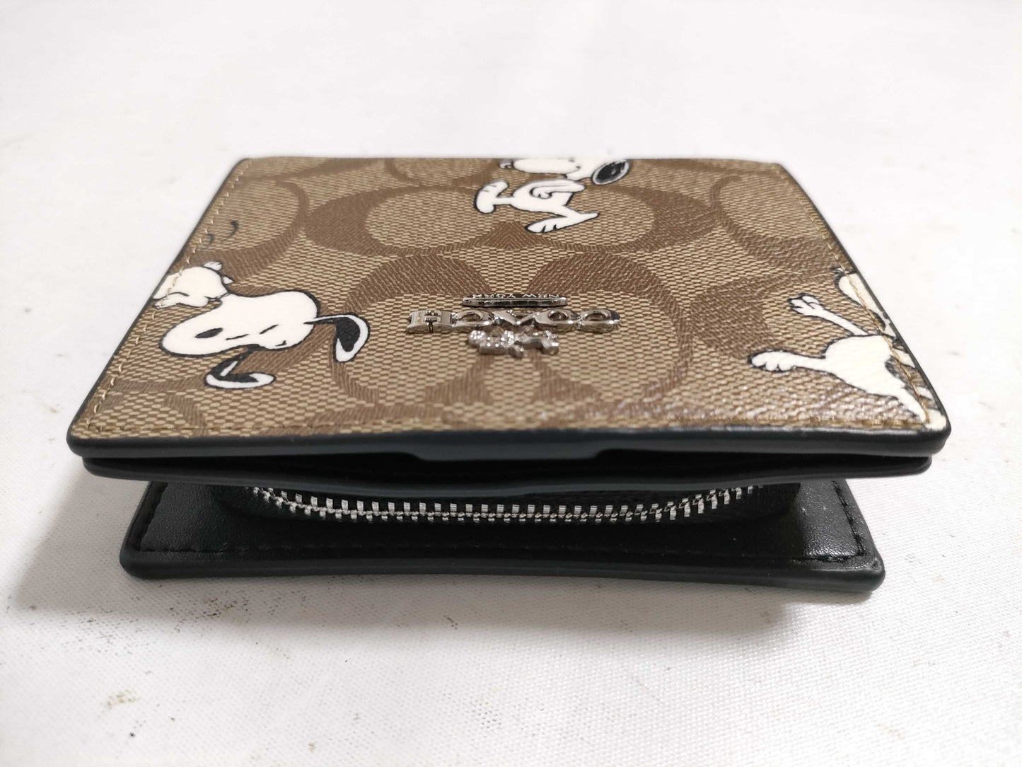 COACH Signature Snoopy Collaboration PVC Bi-fold Wallet C4591 Brown Wallet