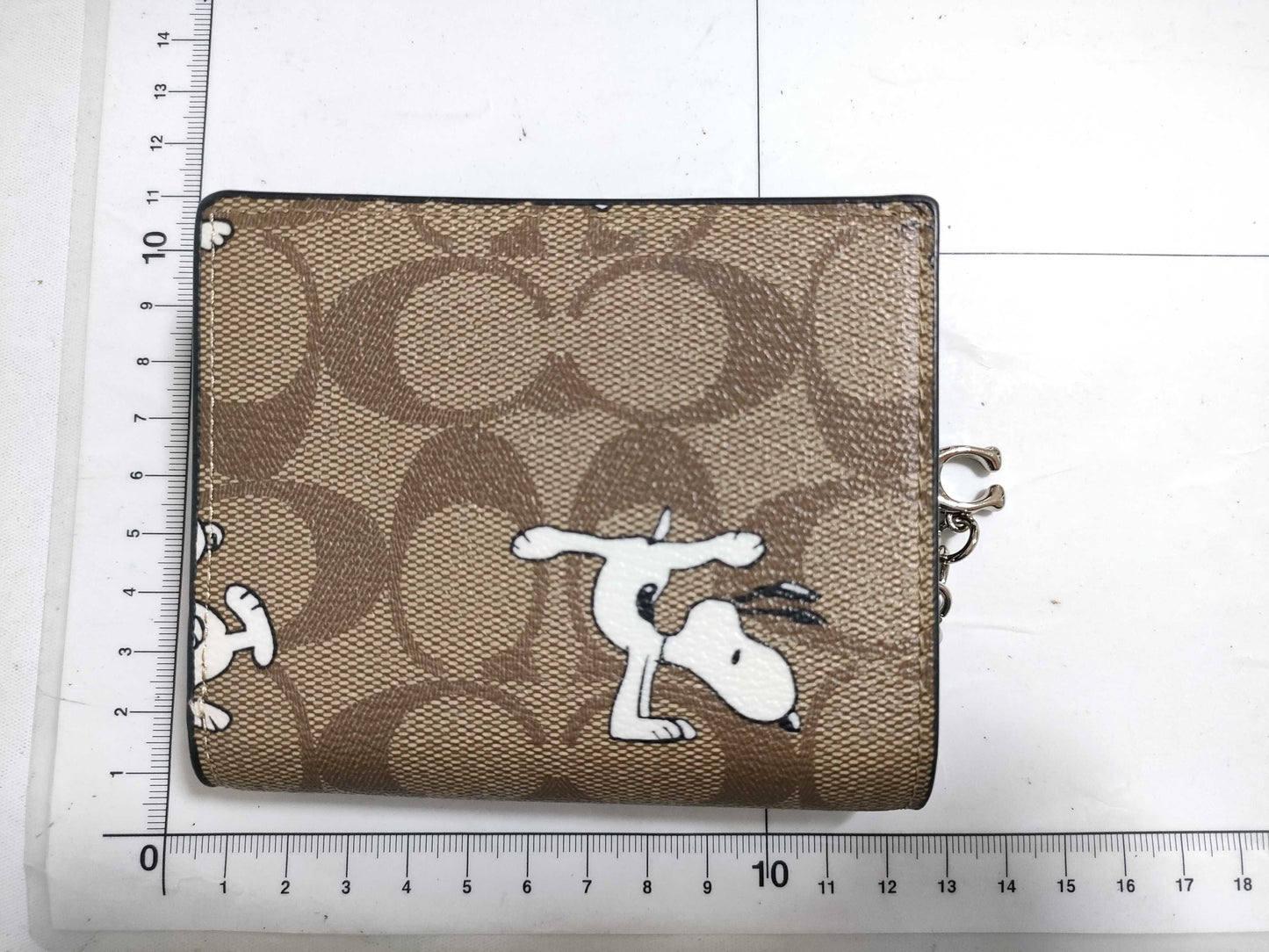 COACH Signature Snoopy Collaboration PVC Bi-fold Wallet C4591 Brown Wallet