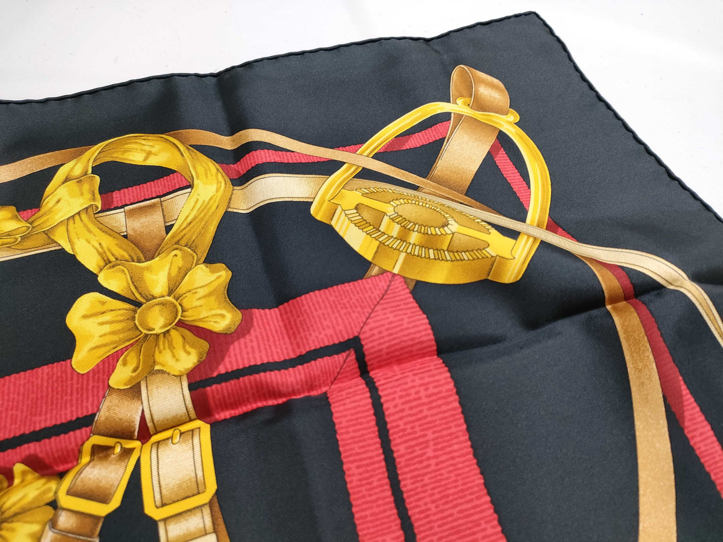 HERMES Carre 90 "The Great Training Technique" Silk Scarf, Black