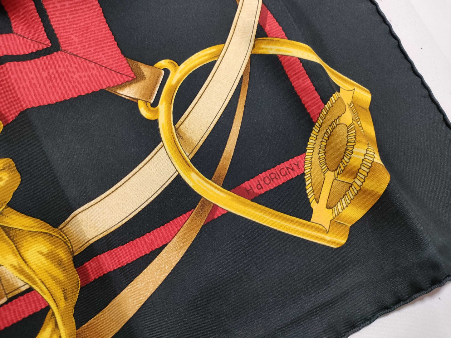 HERMES Carre 90 "The Great Training Technique" Silk Scarf, Black