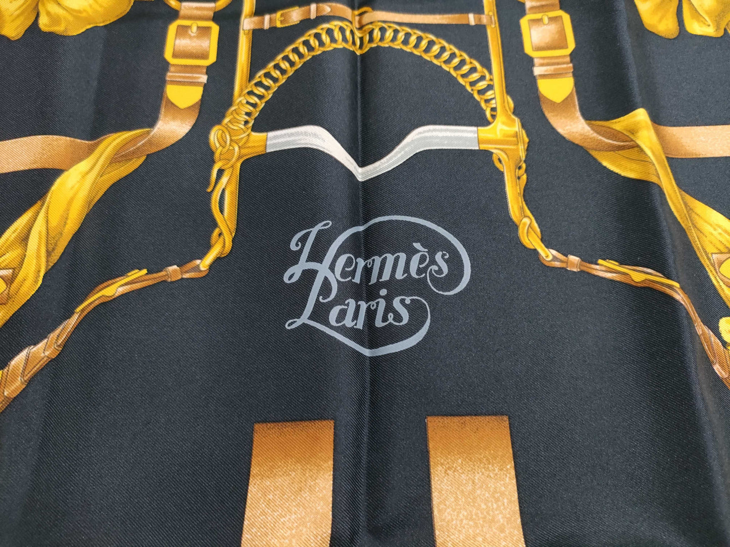 HERMES Carre 90 "The Great Training Technique" Silk Scarf, Black