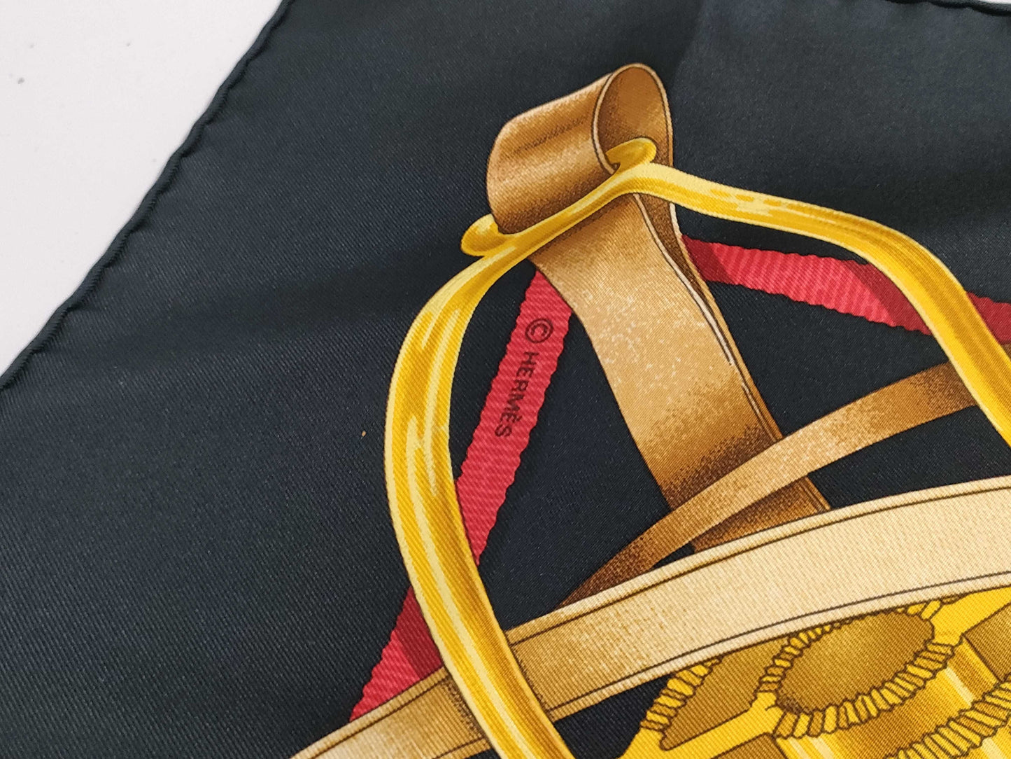 HERMES Carre 90 "The Great Training Technique" Silk Scarf, Black