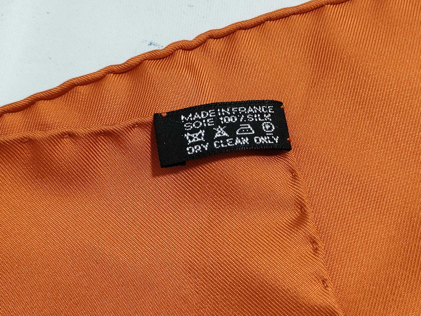HERMES Carré 90 "The Secret of King Minos" Silk Scarf Orange Scarf