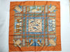 HERMES Carré 90 "The Secret of King Minos" Silk Scarf Orange Scarf