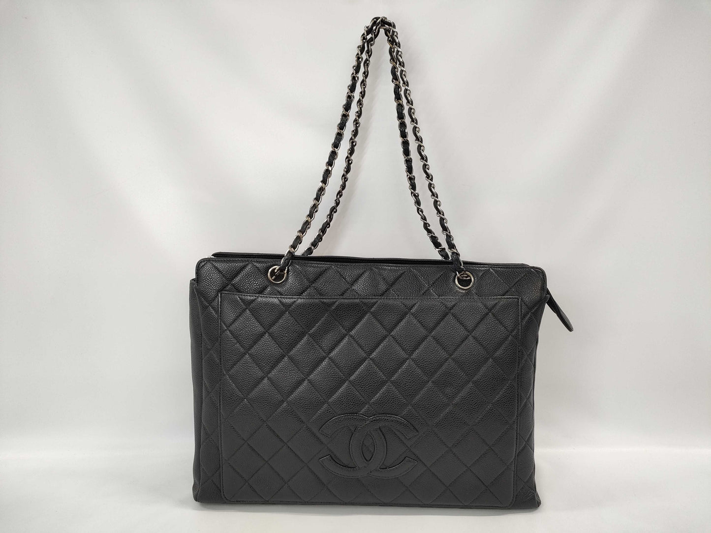 CHANEL Caviar Skin Chain Tote Bag