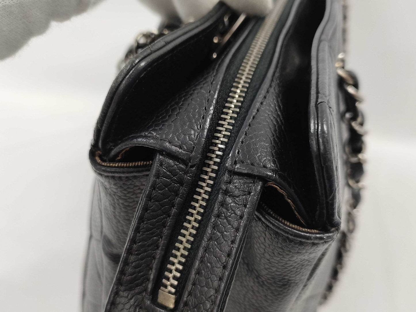 CHANEL Caviar Skin Chain Tote Bag
