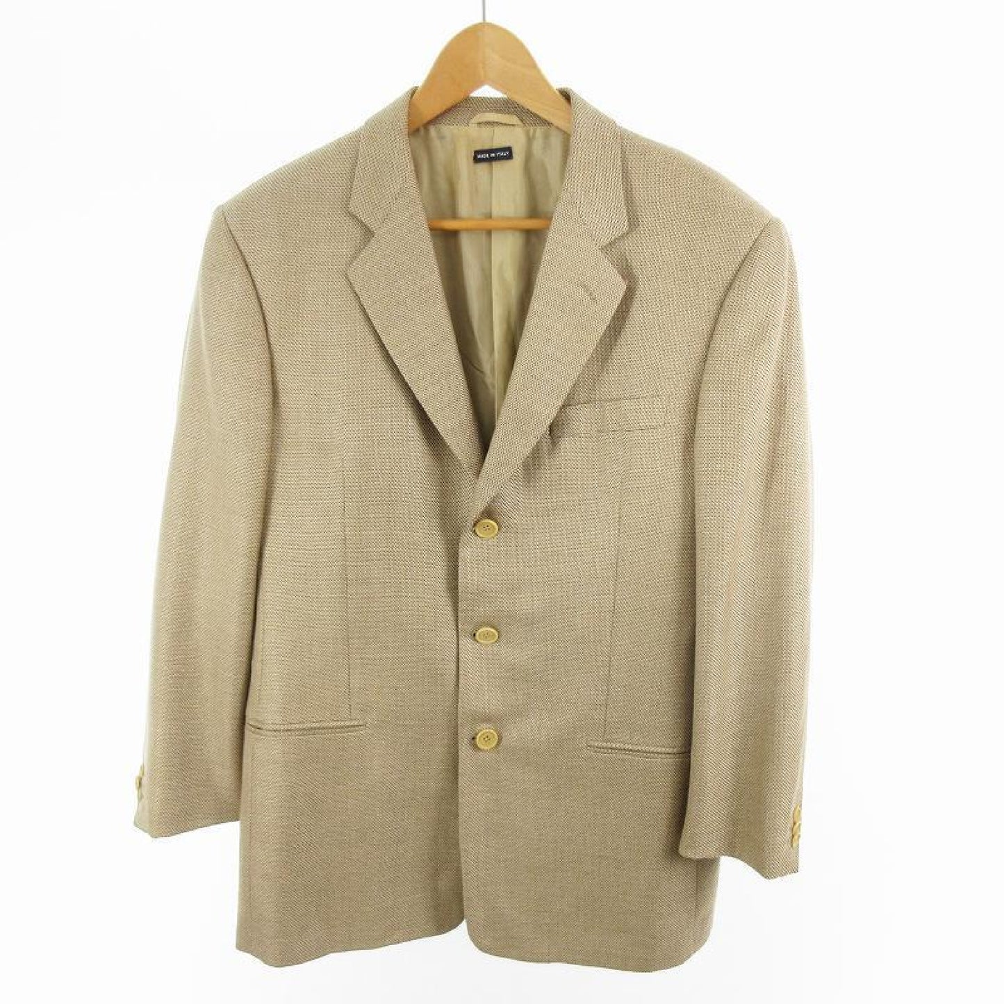GIORGIO ARMANI Giorgio Armani GIORGIO ARMANI Tailored Jacket 3B Fully Lined Beige Wool Silk Size 52 Giorgio Armani Japan Co., Ltd. Size 52 Jacket