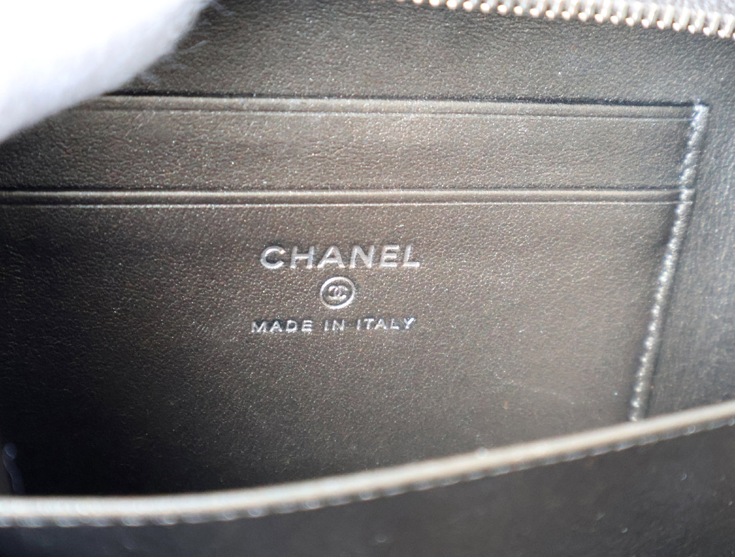CHANEL CC Filigree Caviar Leather Chain Shoulder Bag, Silver, Seal, No. 26