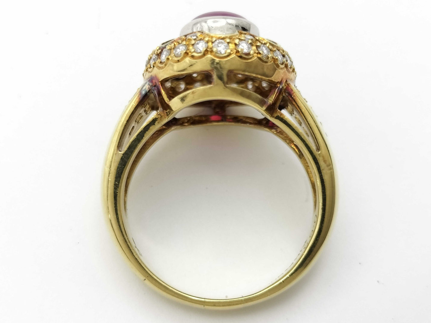 Pink Star Sapphire and Diamond Ring, 18K/PT900, 9.6g