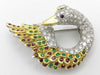Swan motif brooch with ruby, emerald and diamond in 18K gold, 18.9g