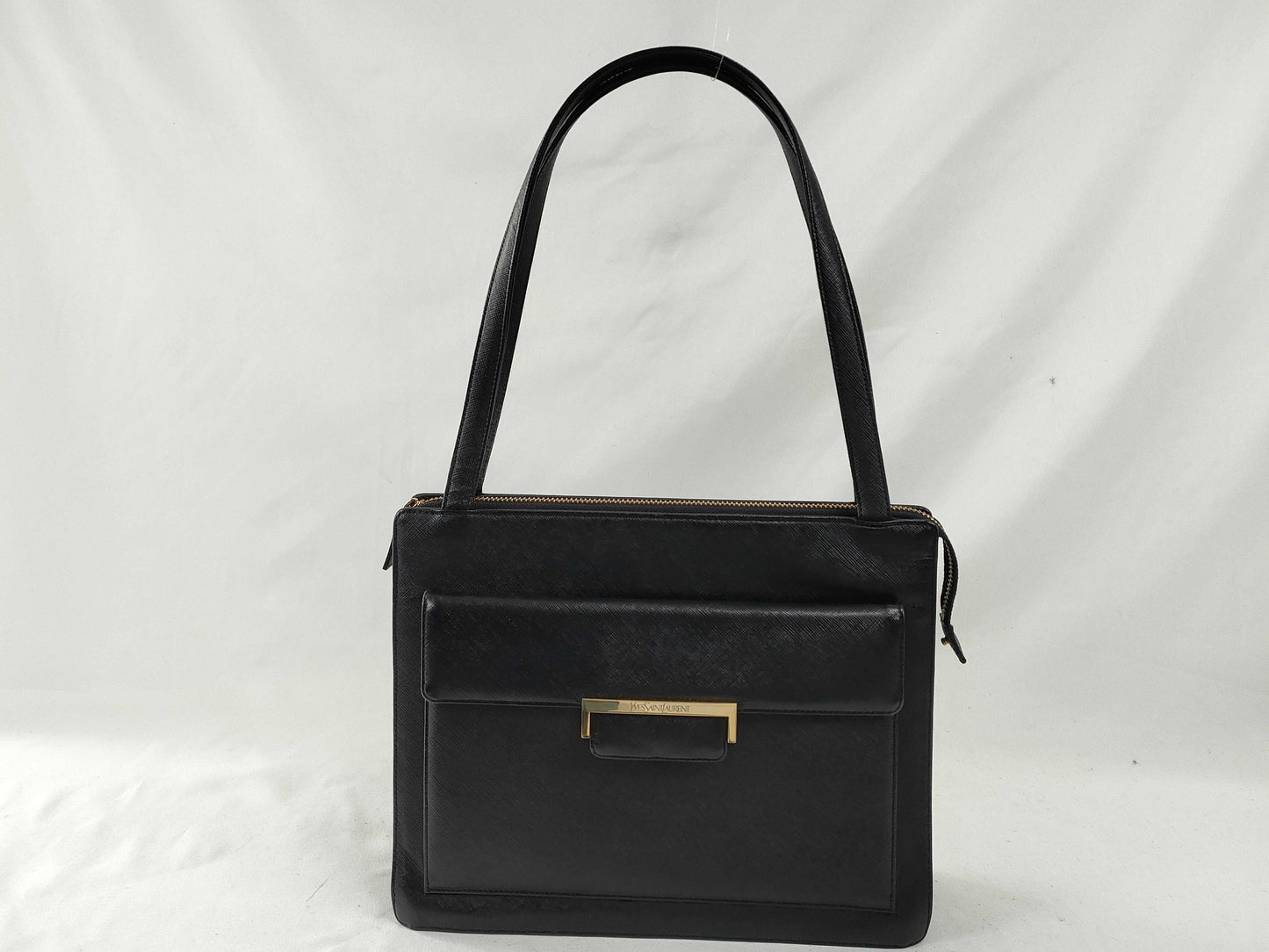 Yves Saint Laurent Tote Bag, Leather, Black, Gold Hardware, Shoulder Bag