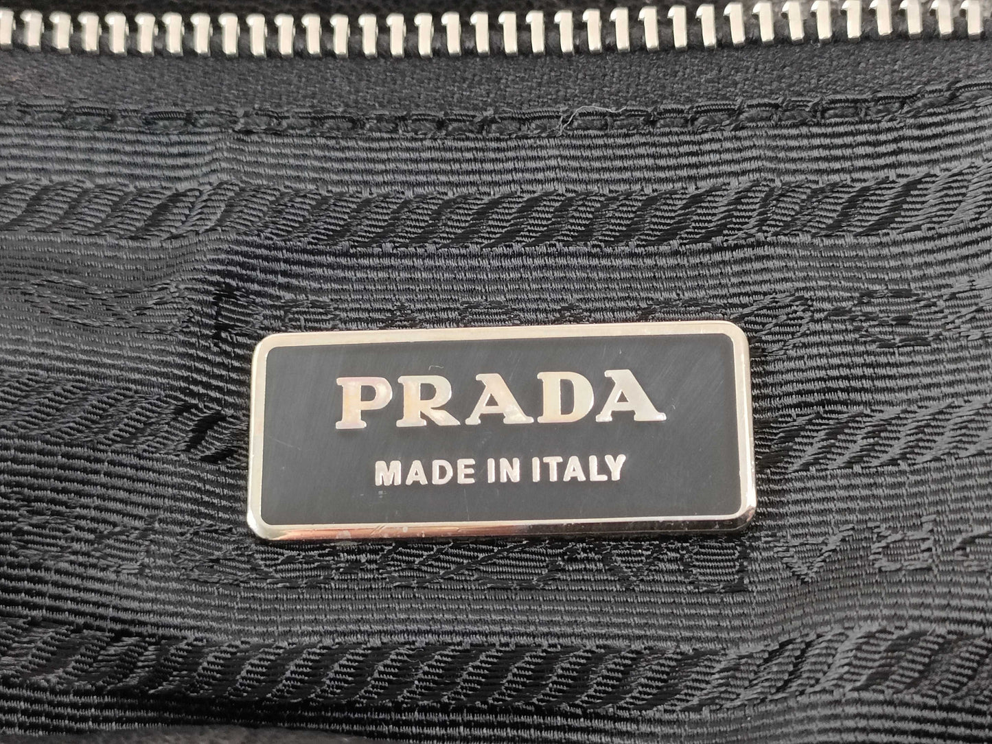 PRADA Prada Tote Bag Leather Triangle Plate Black Tote Bag