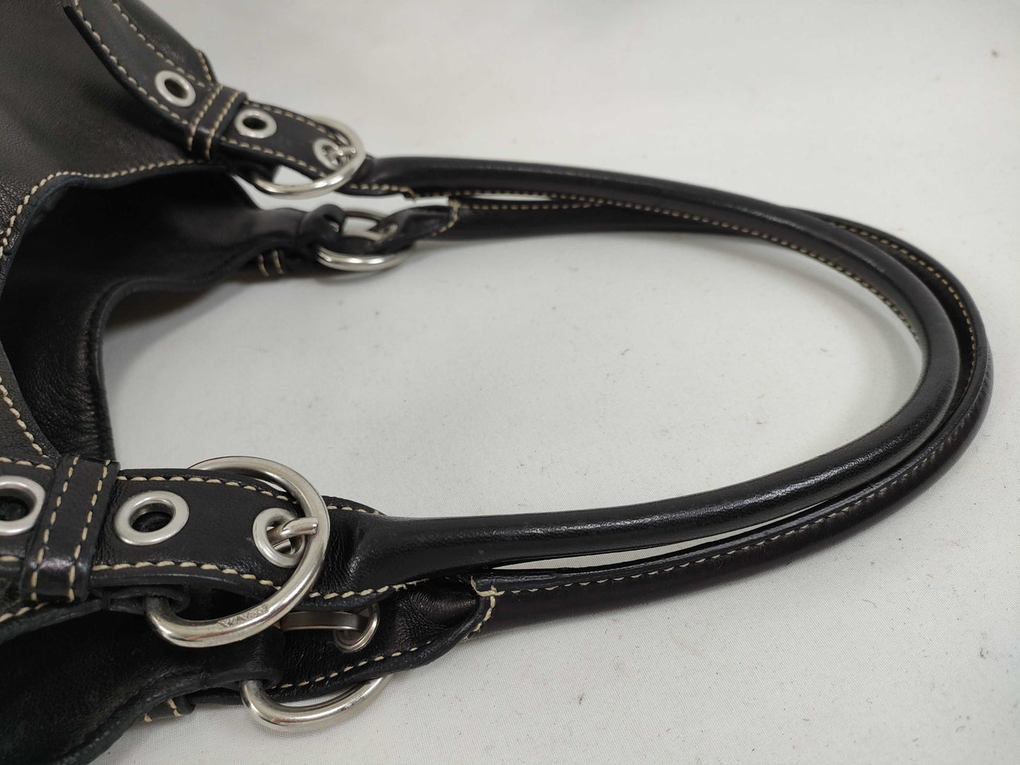 PRADA Prada Tote Bag Leather Triangle Plate Black Tote Bag