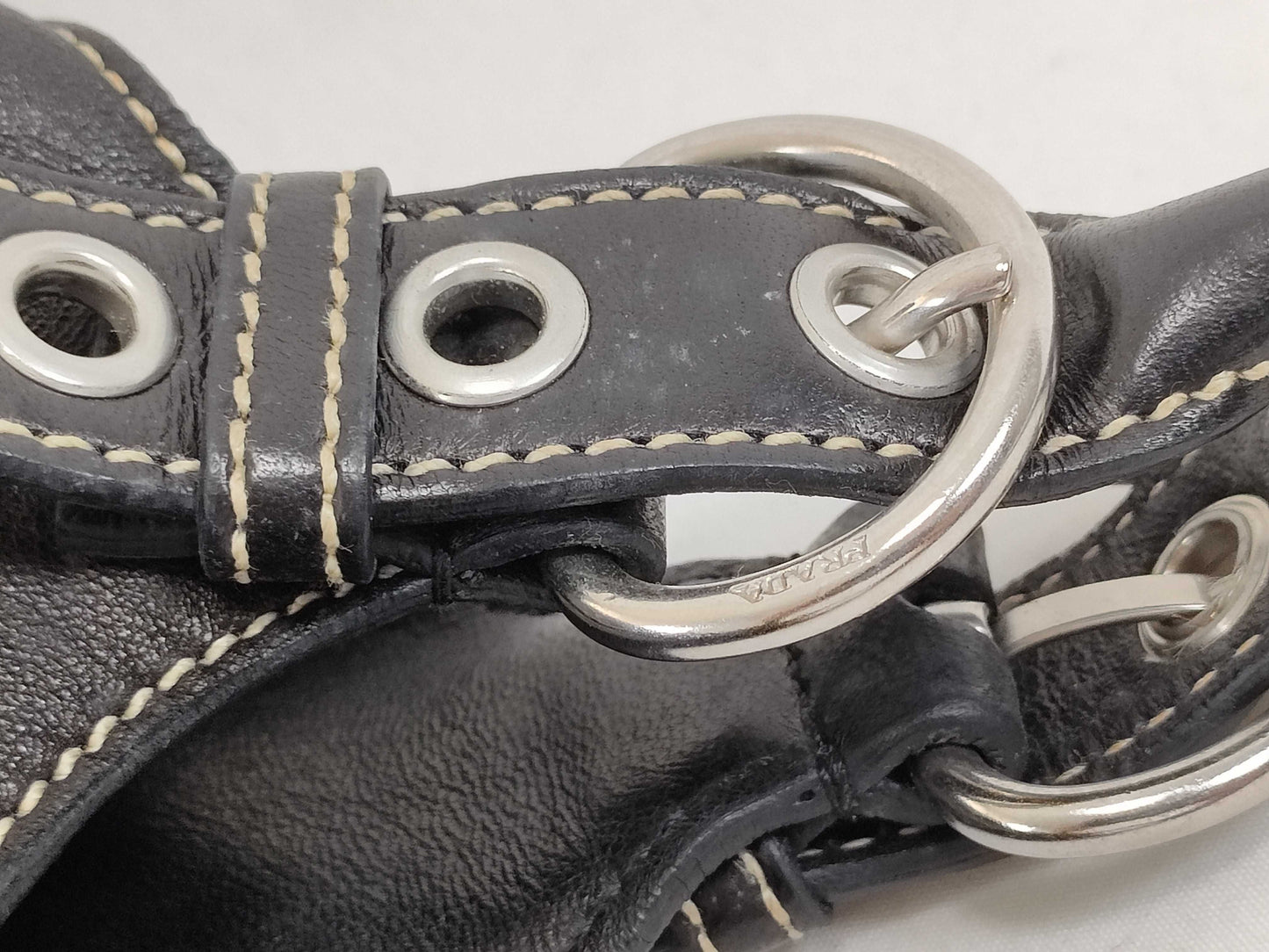 PRADA Prada Tote Bag Leather Triangle Plate Black Tote Bag