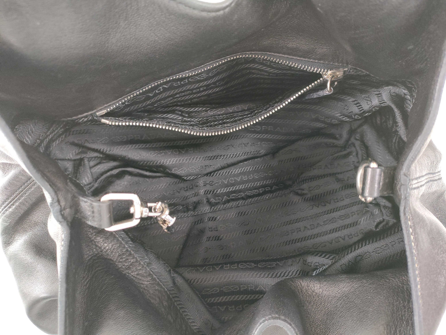 PRADA Prada Tote Bag Leather Triangle Plate Black Tote Bag