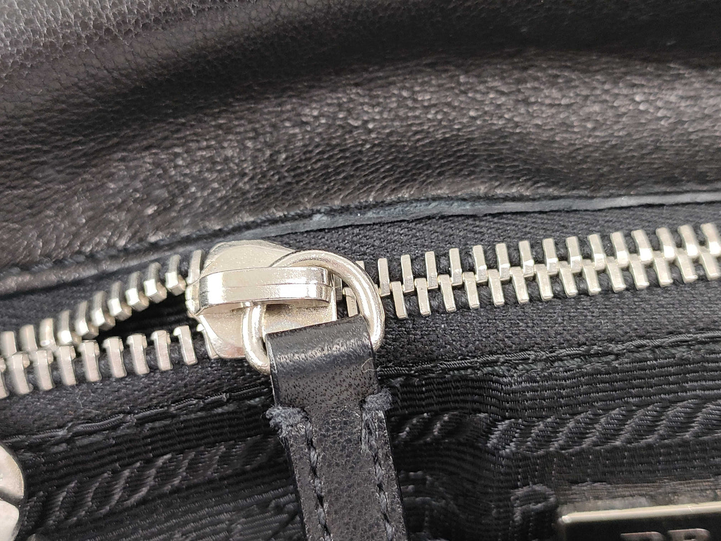 PRADA Prada Tote Bag Leather Triangle Plate Black Tote Bag