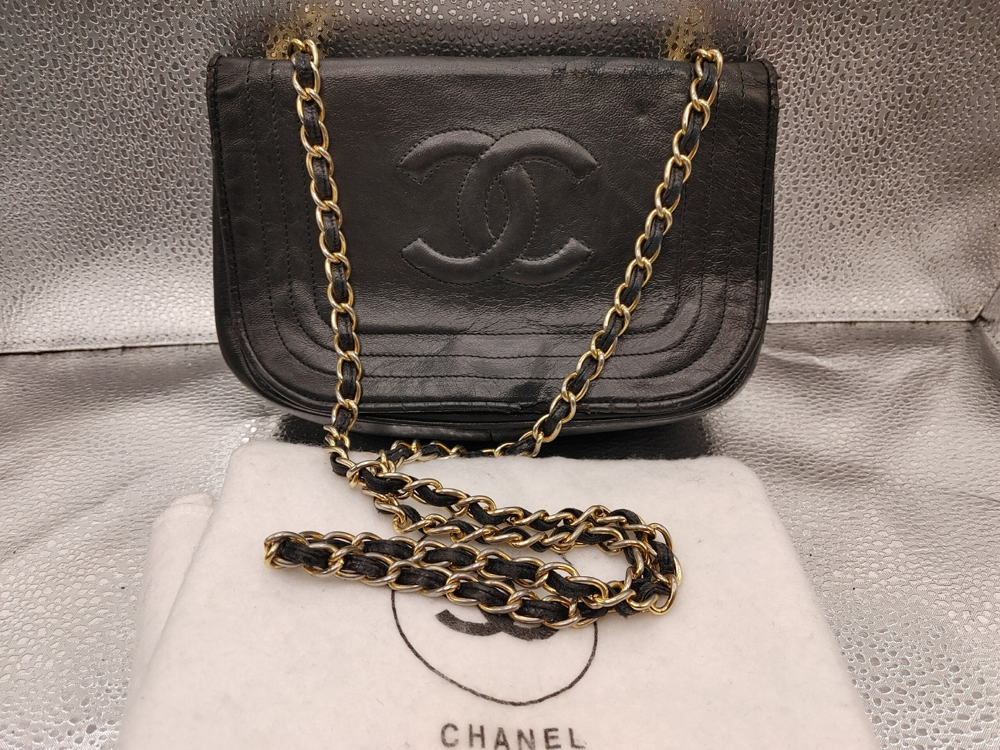 CHANEL Coco Mark Chain Shoulder Bag with Seal 0664398 Lambskin Black Shoulder Bag