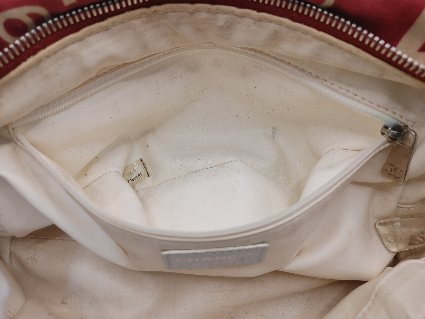 CHANEL Bi-Cea Line Cosmetic Pouch with Seal 7482161 Canvas Red Pouch
