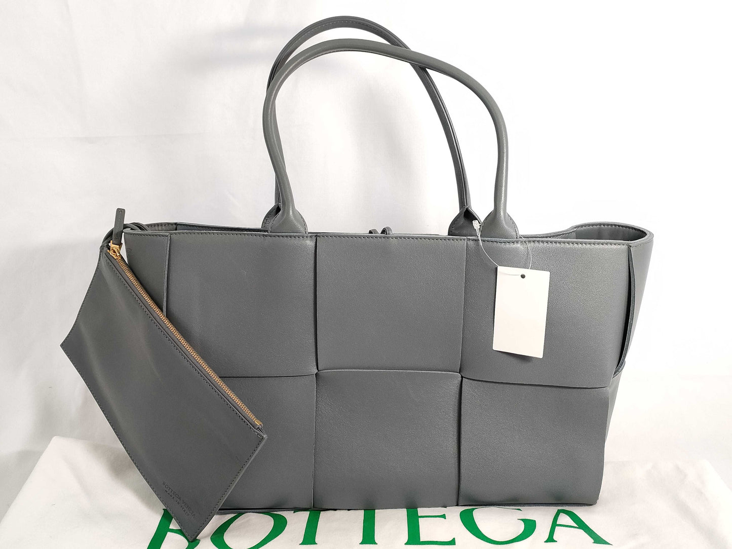BOTTEGA VENETA Intrecciato Small Arco Tote Bag with Pouch, Deep Blue and Navy, 652867