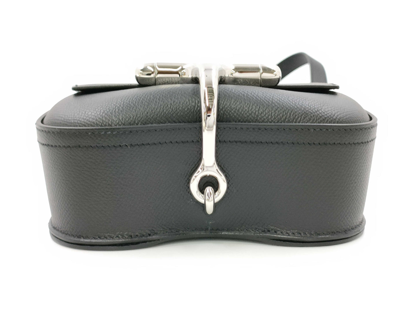 HERMES Della Cavalle Black Shoulder Bag with Stamped Z, Silver Hardware