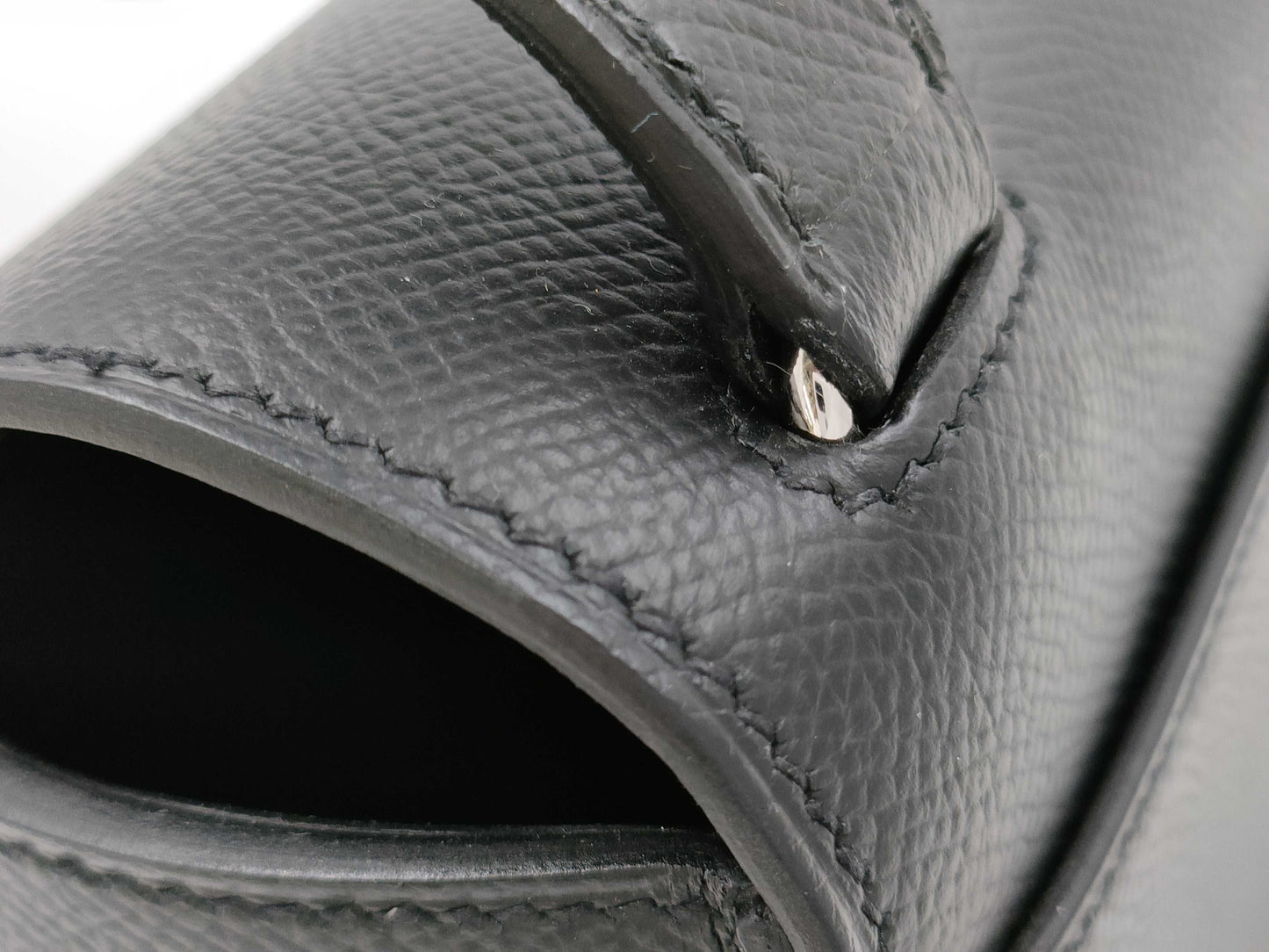 HERMES Della Cavalle Black Shoulder Bag with Stamped Z, Silver Hardware