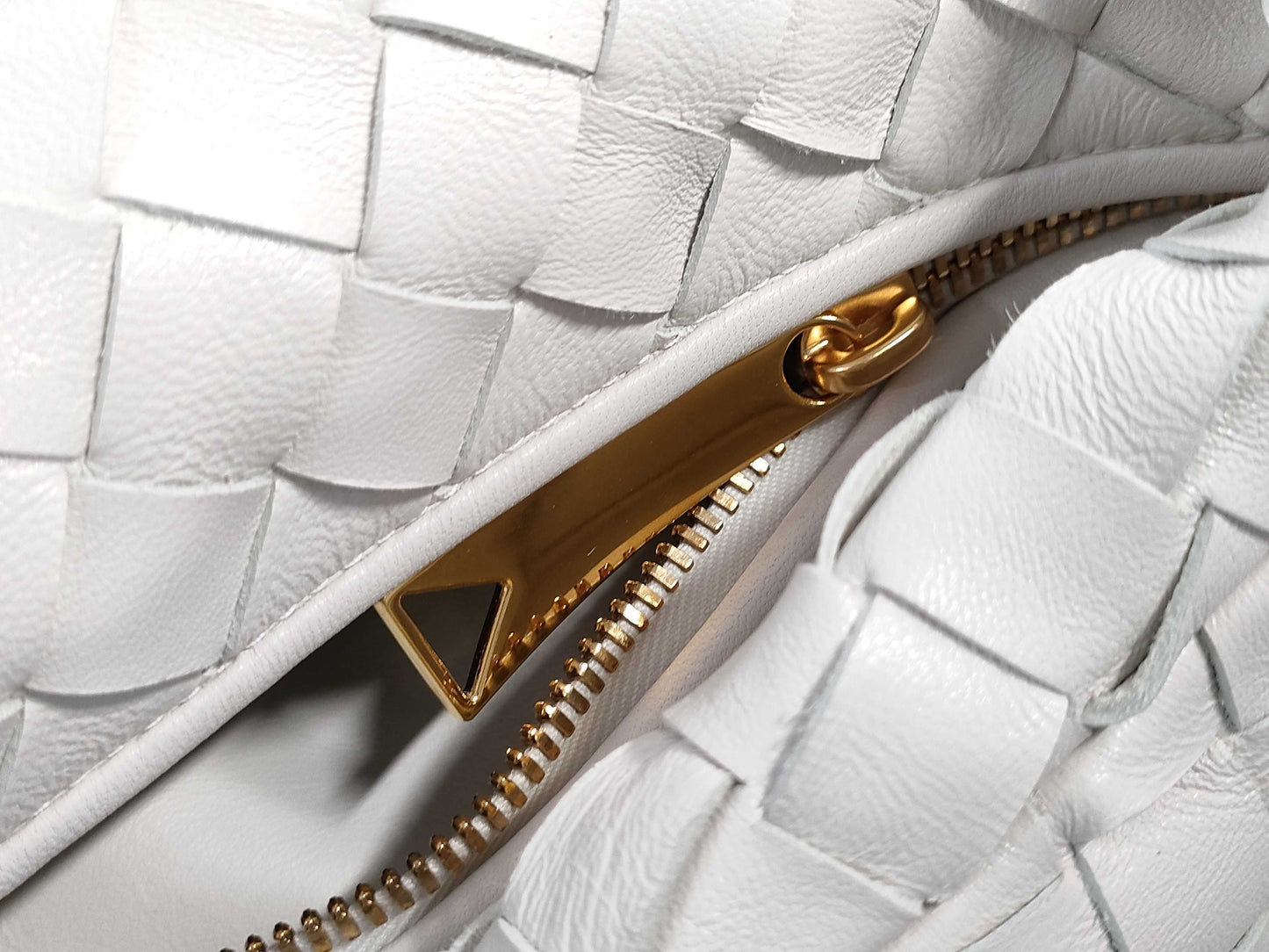 BOTTEGA VENETA Intrecciato Bottega Veneta JODIE Mini Handbag in White with Gold Hardware