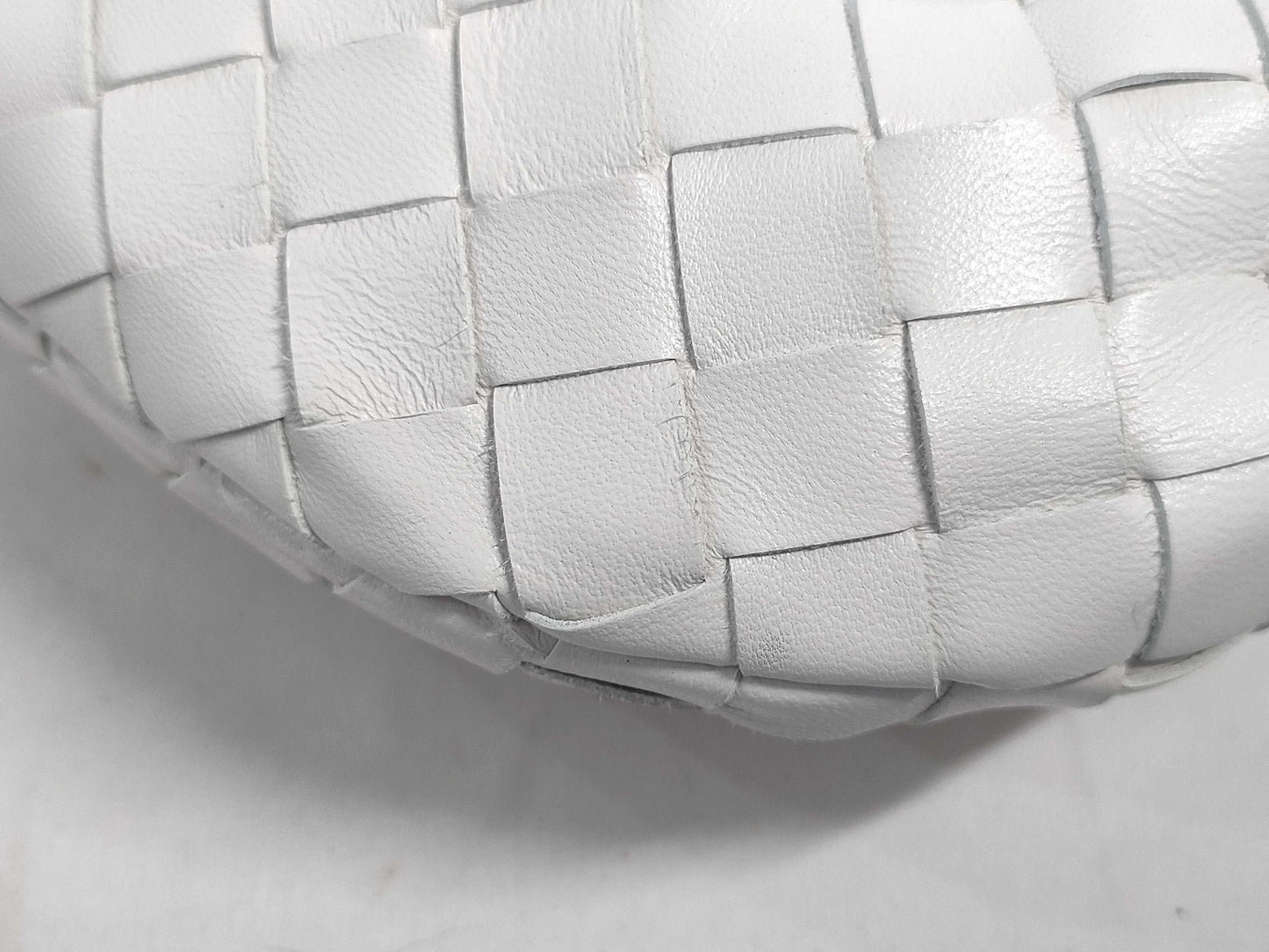 BOTTEGA VENETA Intrecciato Bottega Veneta JODIE Mini Handbag in White with Gold Hardware