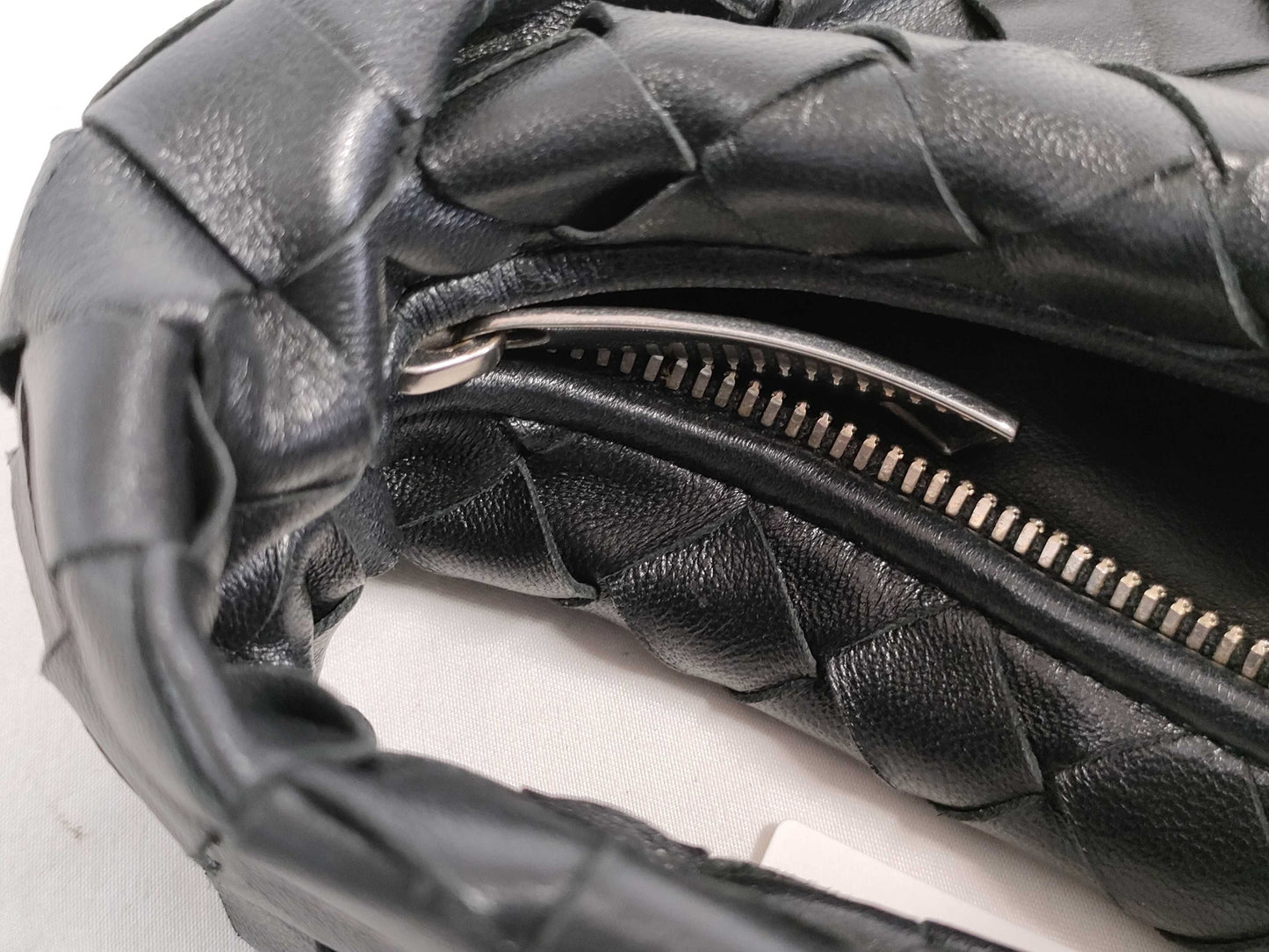 BOTTEGA VENETA Intrecciato Bottega Veneta JODIE Mini Handbag in Black with Silver Hardware