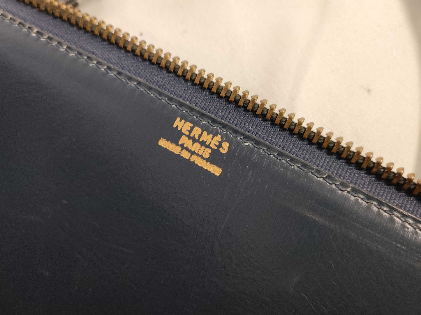 HERMES Bolide 45 handbag with L engraved gold hardware