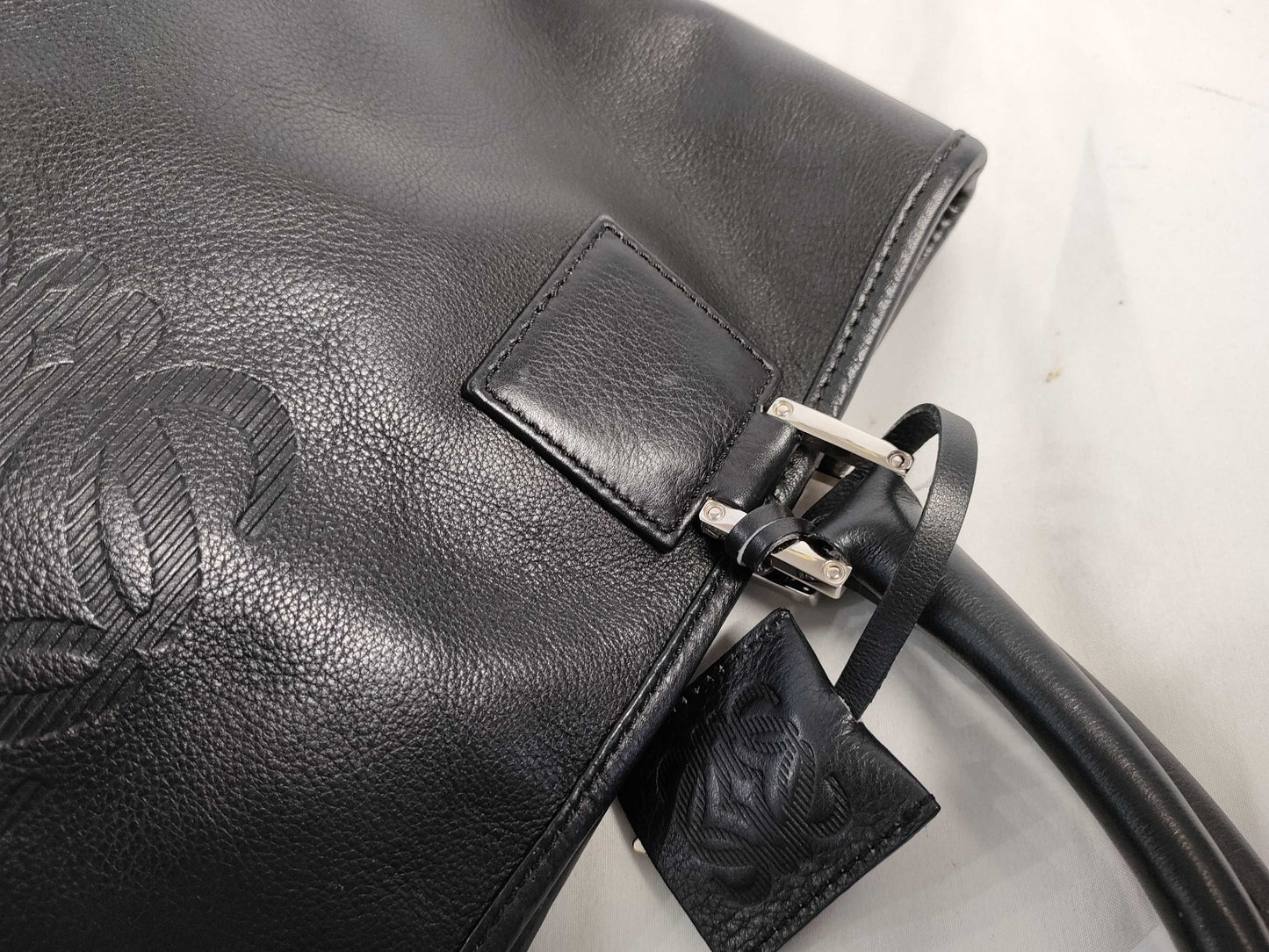 LOEWE Fusta Anagram Handbag Black with Key, Cadena, Cloth Key, and Cloth Bag AB