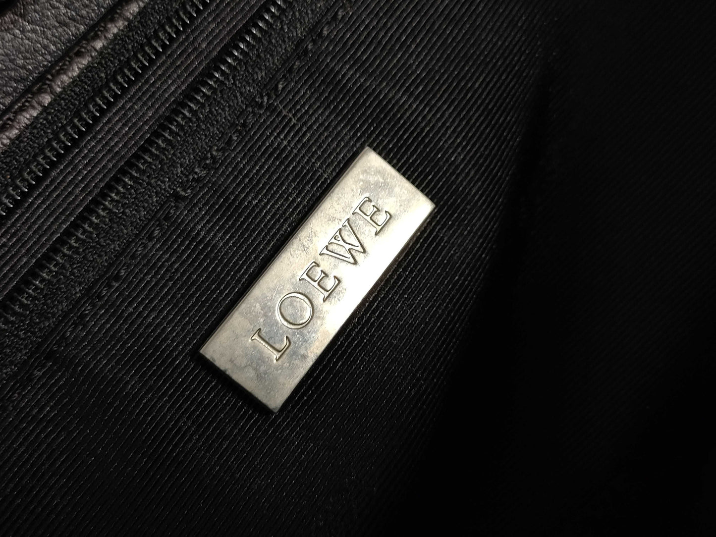 LOEWE Fusta Anagram Handbag Black with Key, Cadena, Cloth Key, and Cloth Bag AB